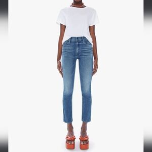 MOTHER Straight Leg Jeans in Medium Blue